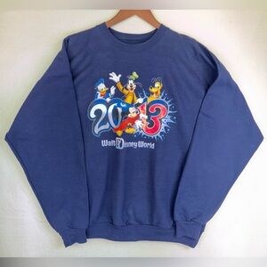 WALT DISNEY WORLD 2013 Mickey Parks Sweatshirt‎ Navy Collectors Women Crew 2XL